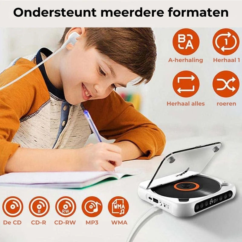Draagbare CD Speler Met Bluetooth 5.3 Oplaadbare 2000mAh Batterij Type C USB MP3 CD-R CD-RW Ondersteuning Compact Design Met 3.5mm Aansluiting