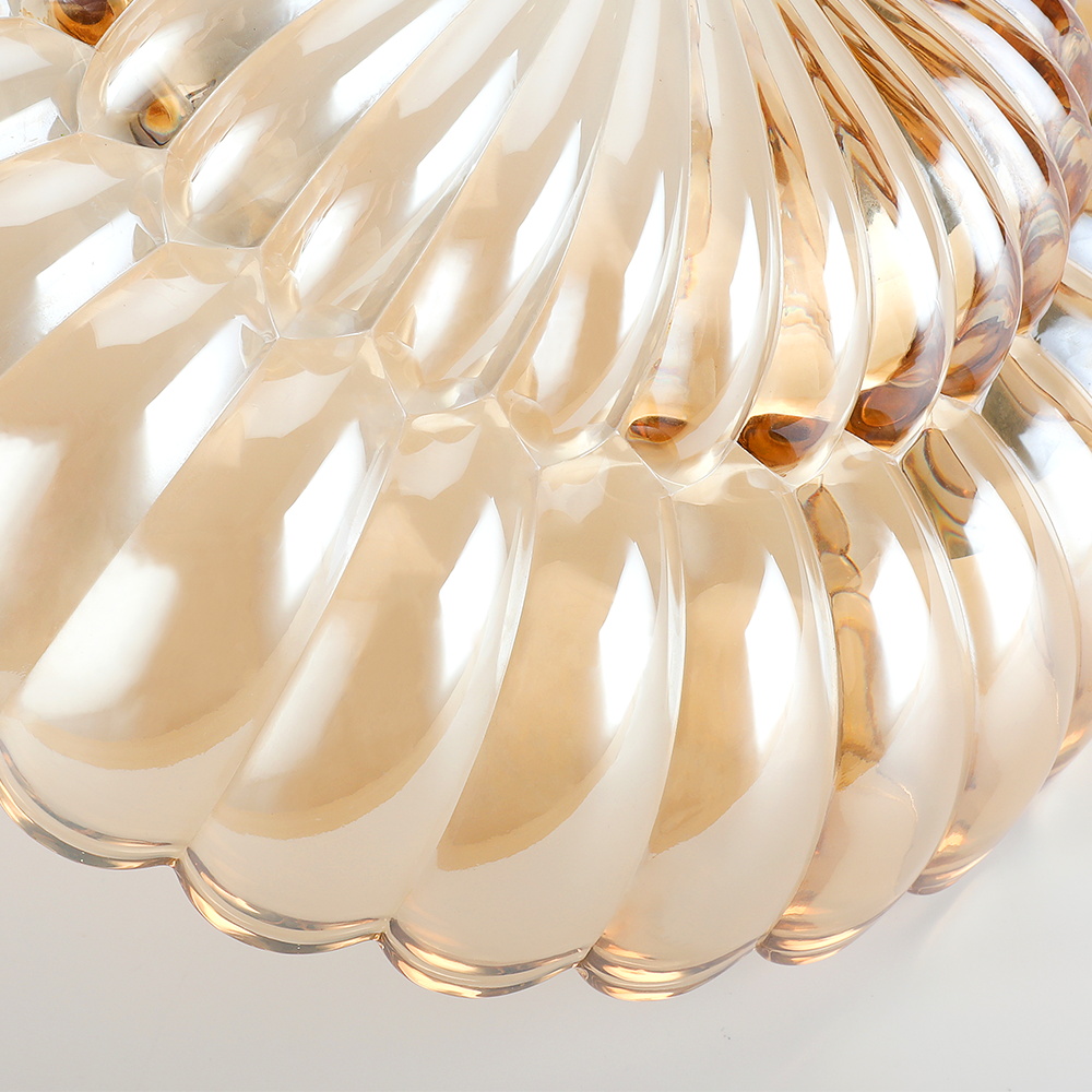 Retro Plafondlamp van Glas – Amberkleurig of Helder – Nostalgische Sfeerverlichting voor Keuken Woonkamer Eetkamer – Vintage Design – E27 Fitting