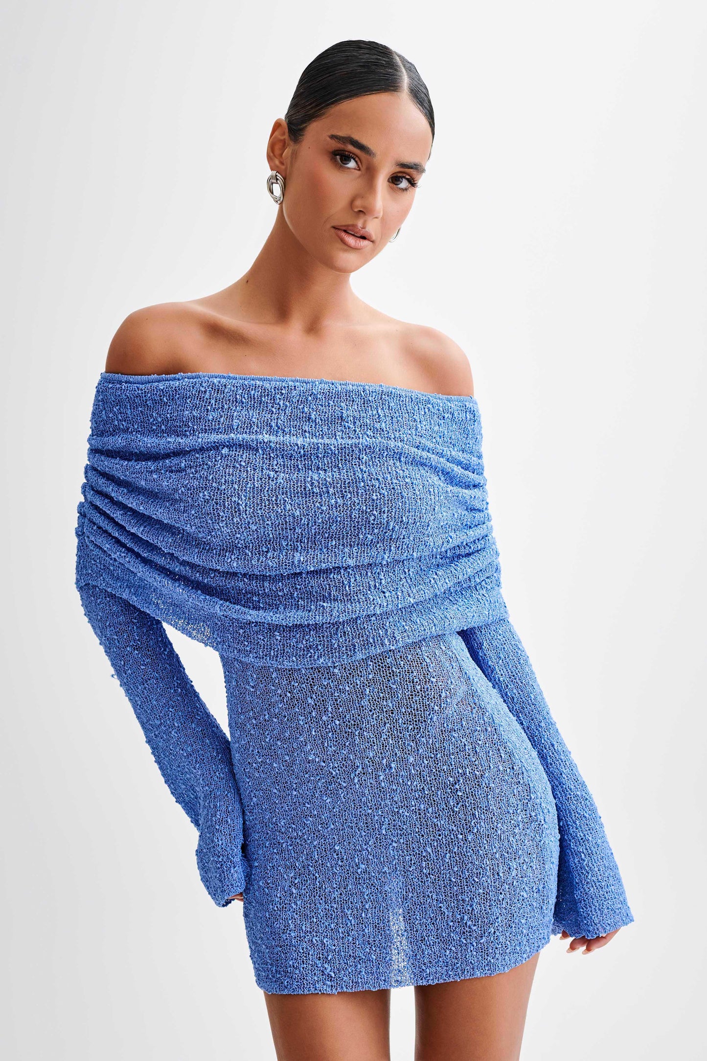 Gebreide Mini Jurk Off-Shoulder Elegante ZomerJurk