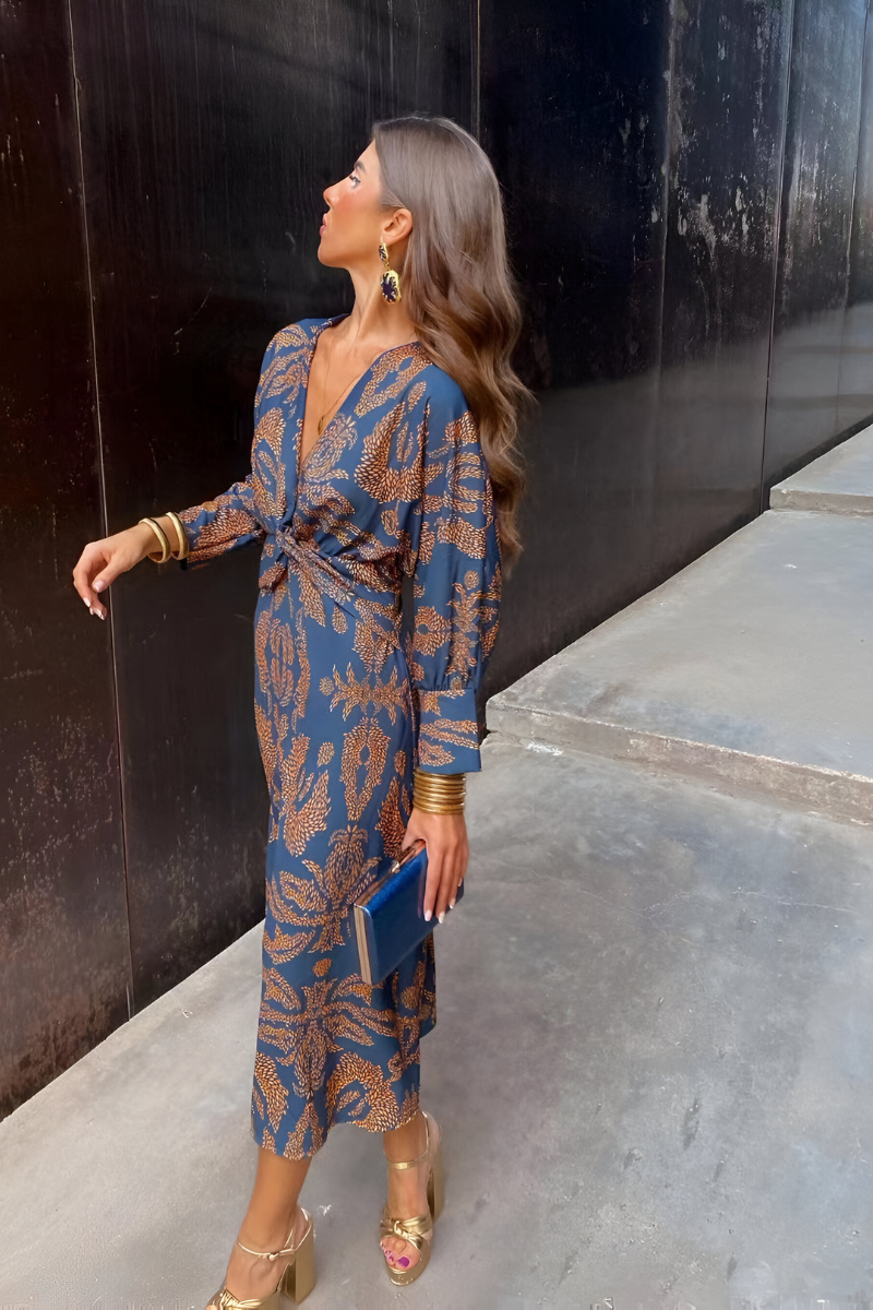 Midi Jurk met Bloemen Mooie Details Stijlvol - StudioMarella