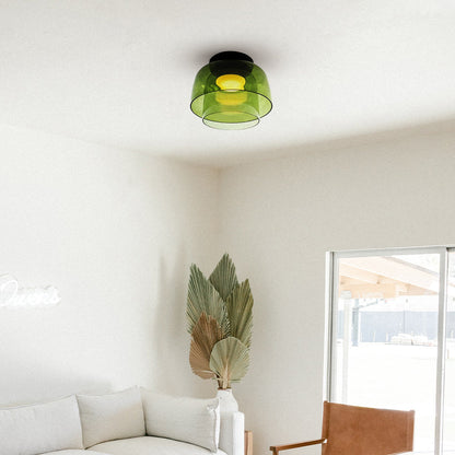 Design Glazen Plafondlamp met Gelaagde Structuur — Elegant Lichtspel voor Eetkamer, Woonkamer en Slaapkamer