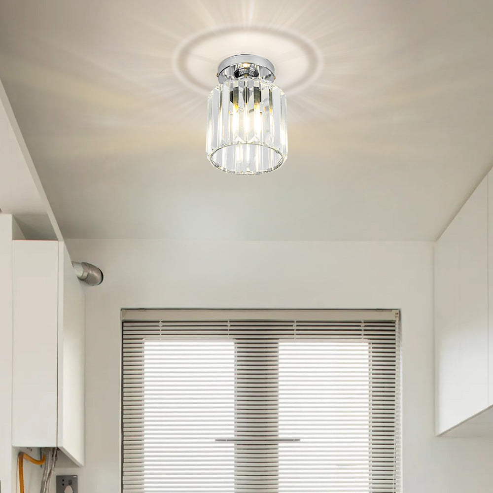 Plafondlamp Kristal Zwart Zilver Goud E27 Opbouw Modern Hal Woonkamer