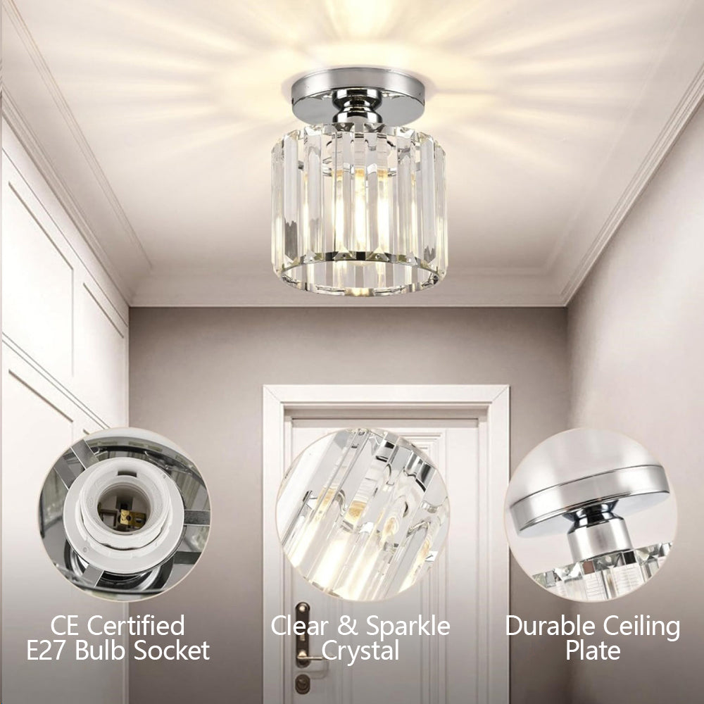 Plafondlamp Kristal Zwart Zilver Goud E27 Opbouw Modern Hal Woonkamer