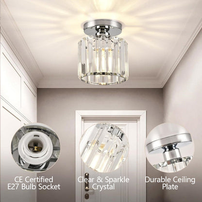 Plafondlamp Kristal Zwart Zilver Goud E27 Opbouw Modern Hal Woonkamer