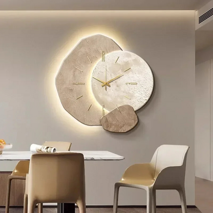 LED Wandklok van Natuurlijk Hout – Modern Design met Zachte Sfeerverlichting