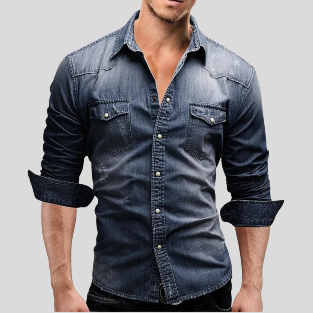 Heren Overhemd Blauw Denim Casual Kleding