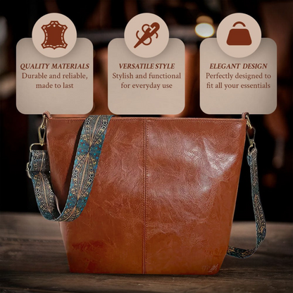 Leren Schoudertas Vintage Stijl Dames Cross-Body Handtas Verstelbare Riem Magnetische Sluiting Casual Chic