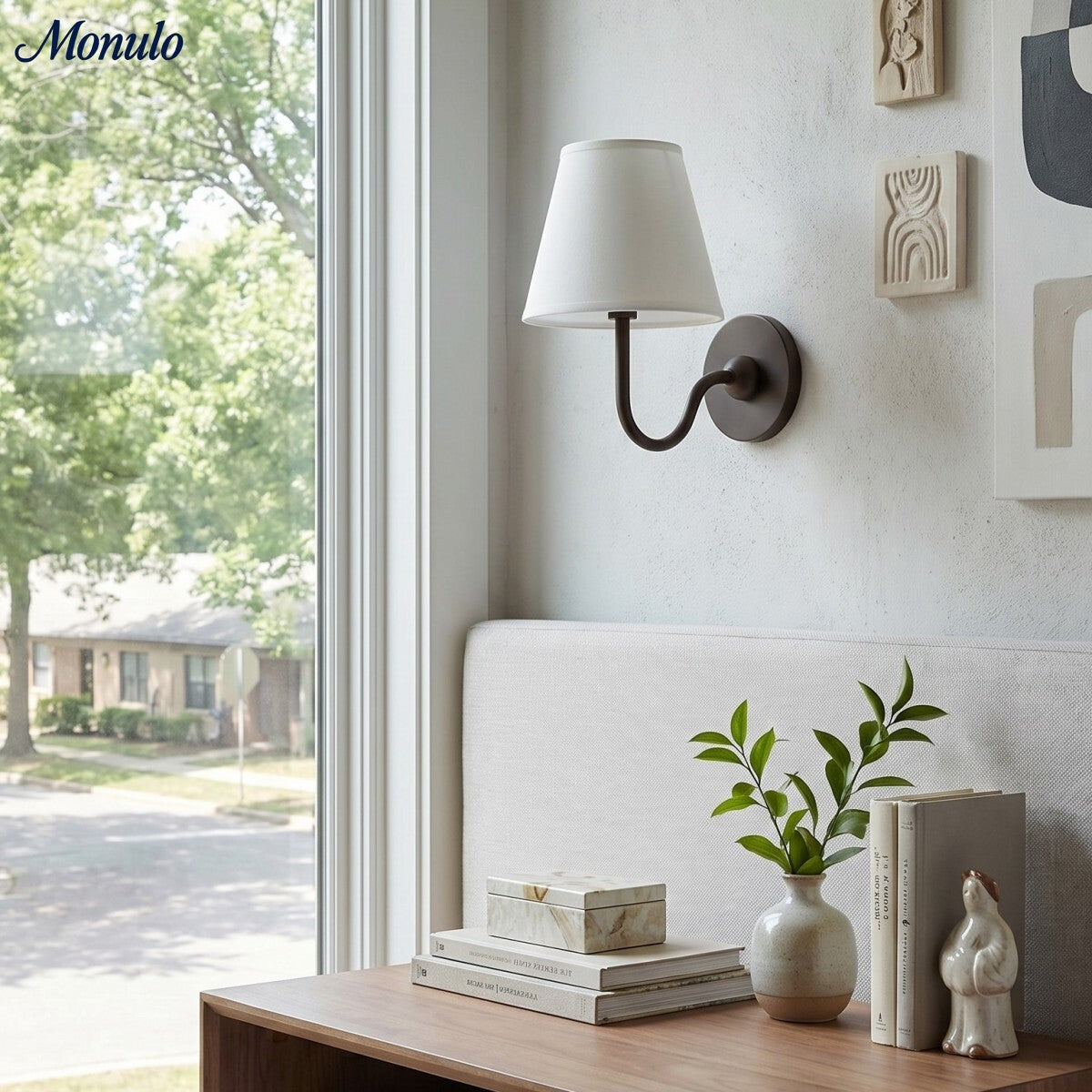 Wandlamp met Geplisseerde Stoffen Kap – Klassieke Verlichting voor Slaapkamer en Woonkamer