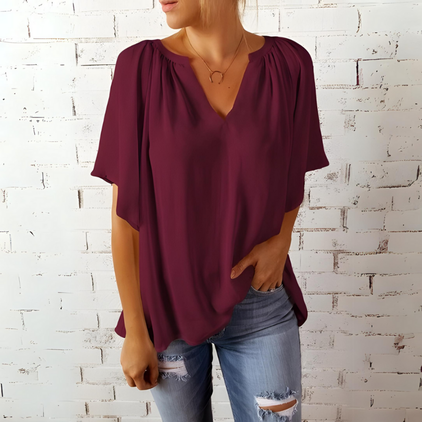 Vrouwelijke Zomerjurk Elegante Korte Mouwen Chiffon V-hals