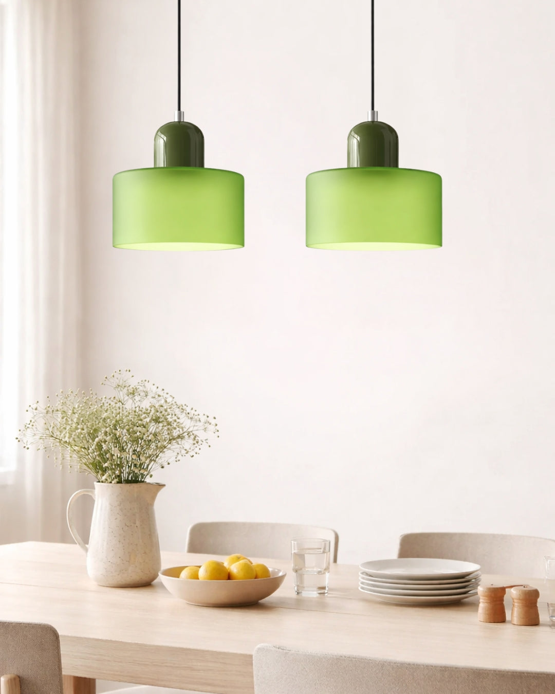KORA Glazen Hanglamp | Bauhaus-Design Geometrisch Licht | Verstelbaar | E27 | Scandinavisch Interieur Verlichting