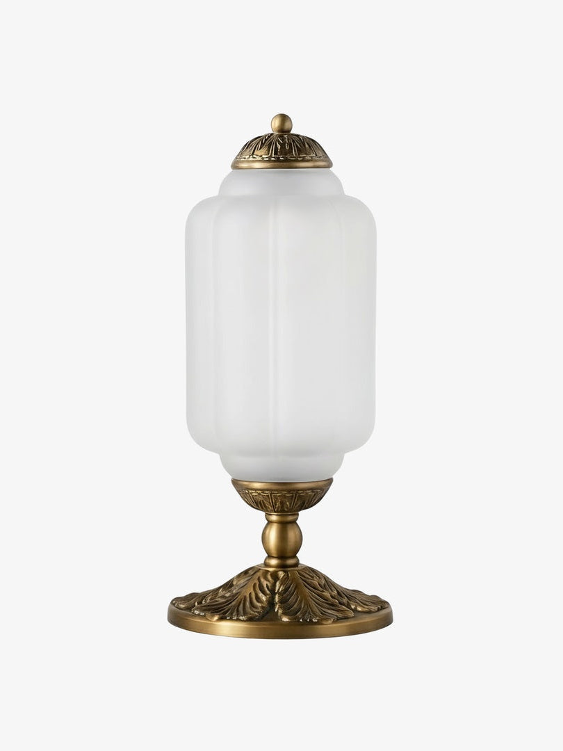 Vintage Glazen Tafellamp met Messing of Zwarte Afwerking