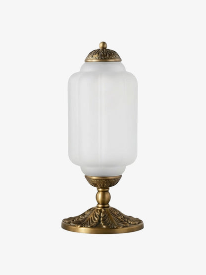 Vintage Glazen Tafellamp met Messing of Zwarte Afwerking