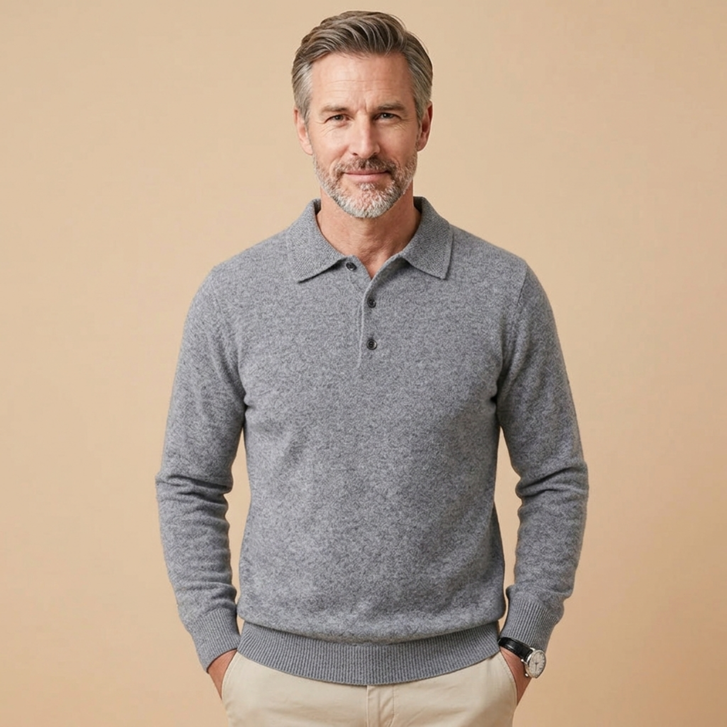 Mannen Poloshirt Lange Mouwen Stijlvol Klassiek