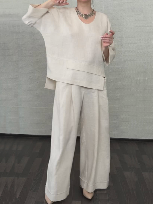 Dames Relaxte Set Katoen Linnen - StudioMarella