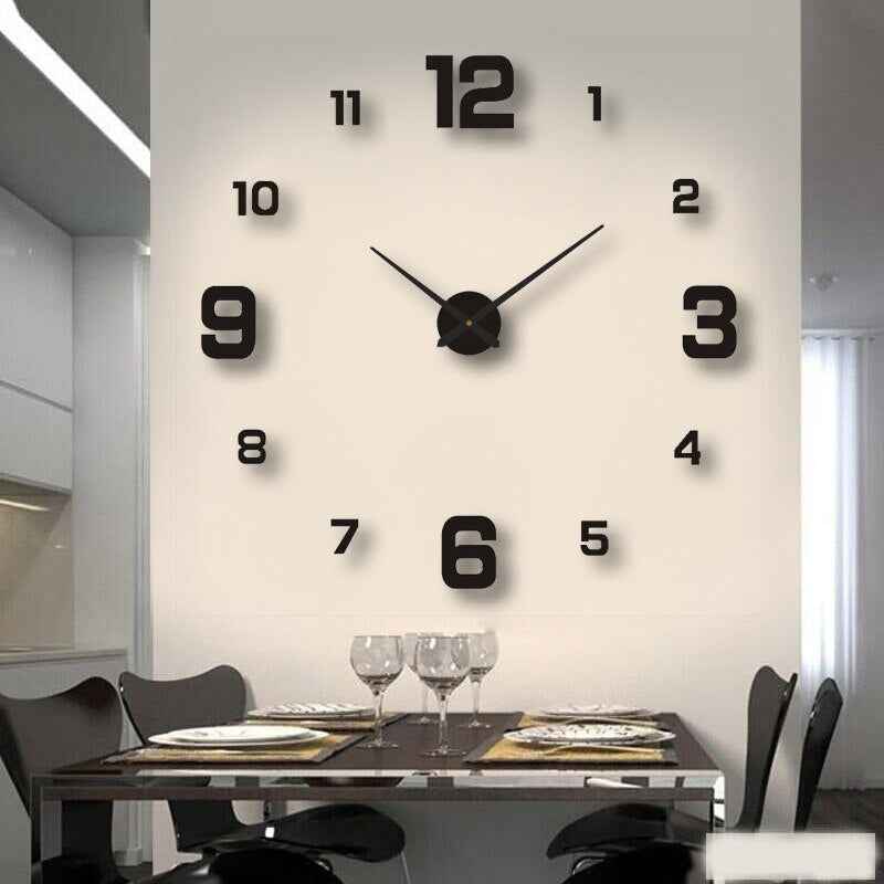 Grote Moderne Wandklok Met 3D Cijfers En Minimalistisch Design Voor Woonkamer En Keuken