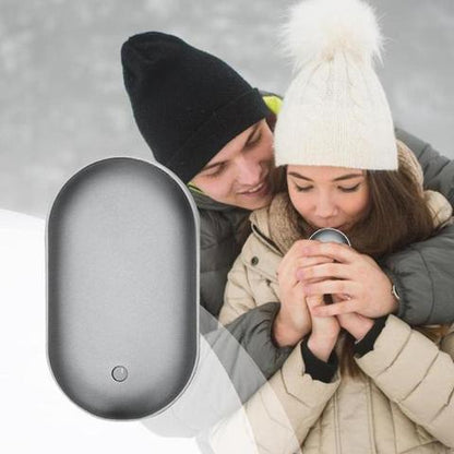 Oplaadbare Handwarmer met Powerbank 5200mAh Zilver Goud Roségoud Blauw Dubbele Verwarming 3 Temperatuurstanden USB-C Compact Zakformaat Outdoor Winter Cadeau