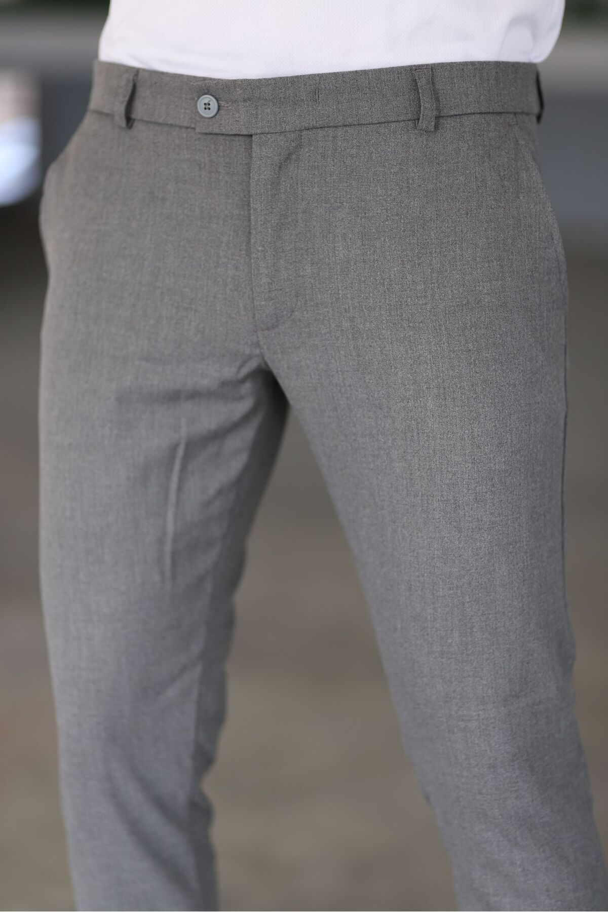 Grijze Chino Broek voor Mannen Slim Fit