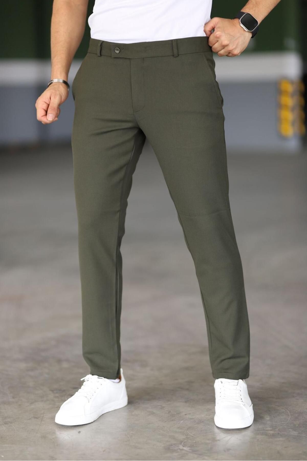 Donkergroene Chino Broek voor Mannen Slim Fit Model - StudioMarella