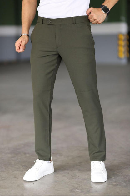 Donkergroene Chino Broek voor Mannen Slim Fit Model - StudioMarella