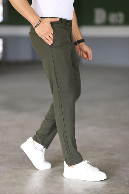 Donkergroene Chino Broek voor Mannen Slim Fit Model