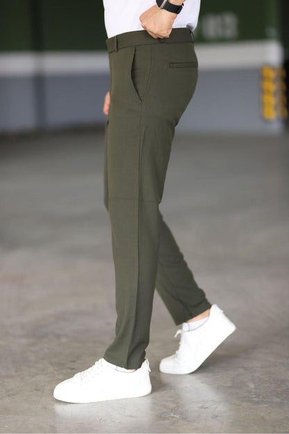 Donkergroene Chino Broek voor Mannen Slim Fit Model
