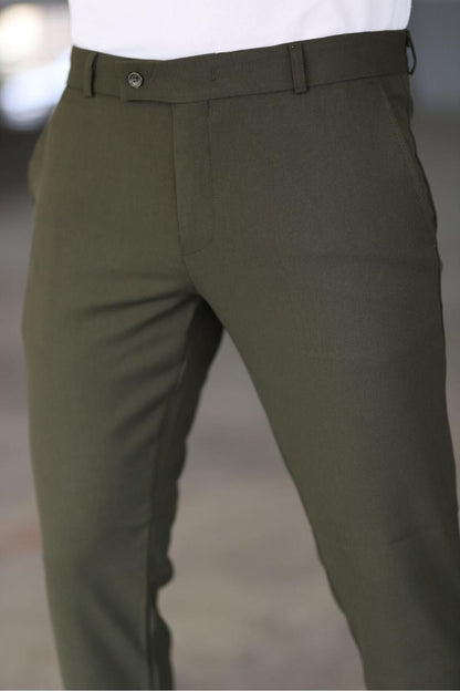 Donkergroene Chino Broek voor Mannen Slim Fit Model