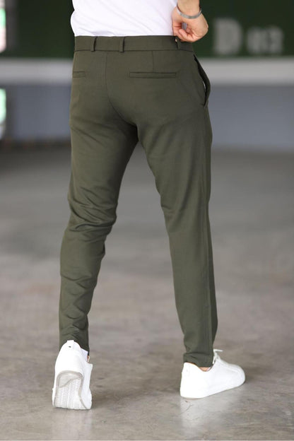 Donkergroene Chino Broek voor Mannen Slim Fit Model
