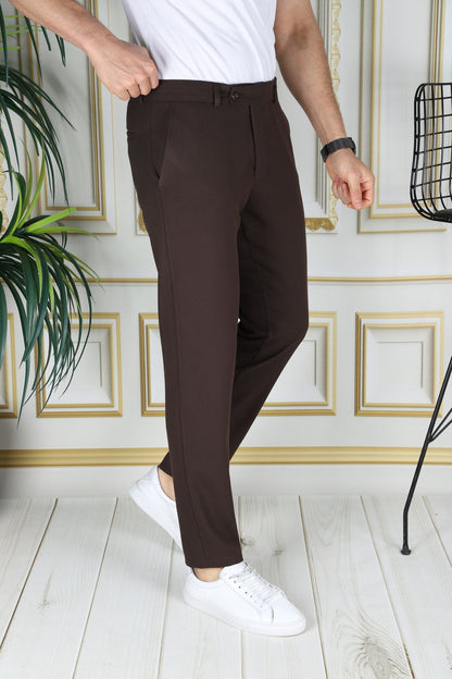 Bruine Chino Broek voor Mannen Slim Fit Model