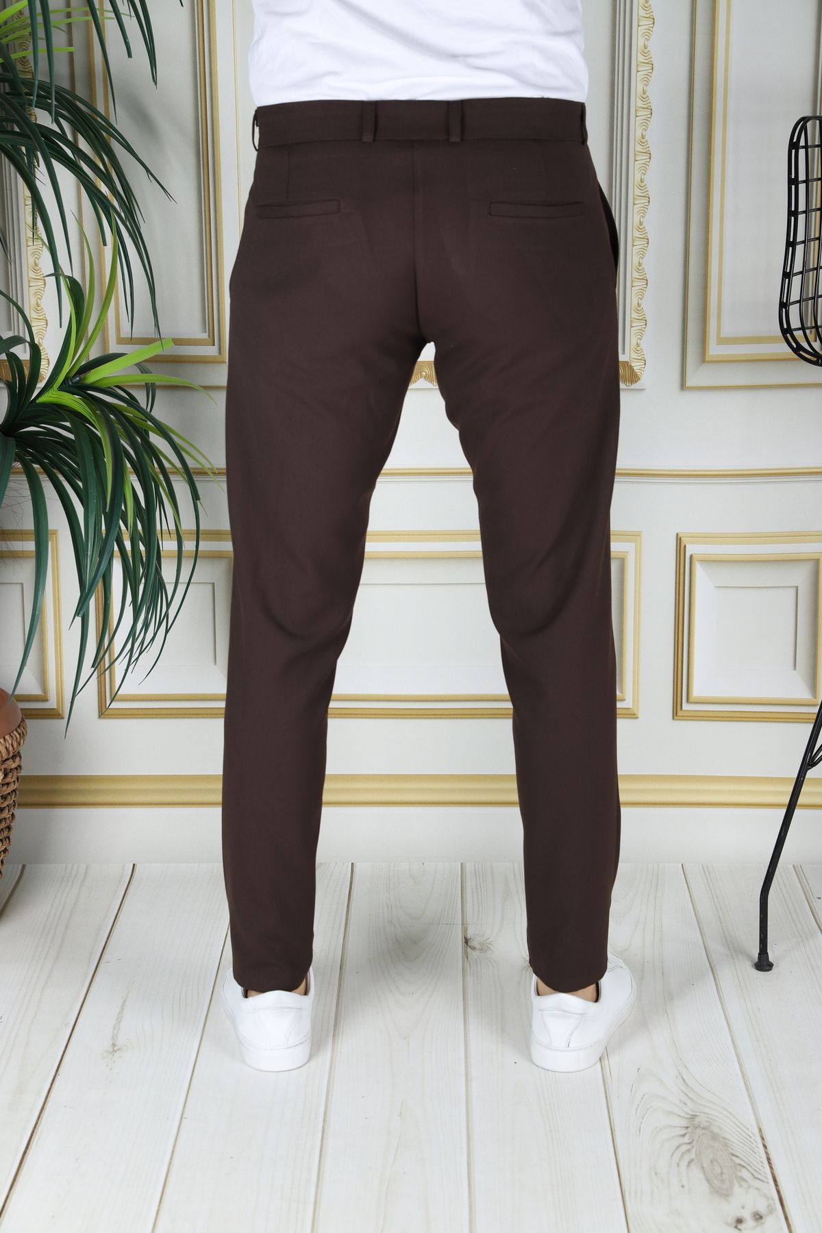 Bruine Chino Broek voor Mannen Slim Fit Model