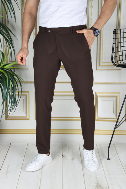 Bruine Chino Broek voor Mannen Slim Fit Model - StudioMarella