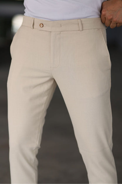Heren Chino Broek Beige Slim Fit Stijlvol