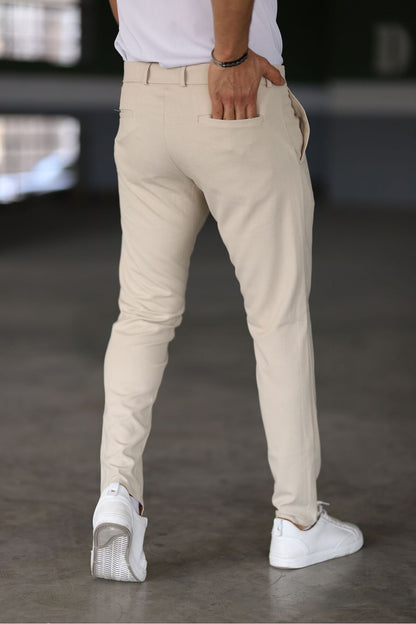 Heren Chino Broek Beige Slim Fit Stijlvol