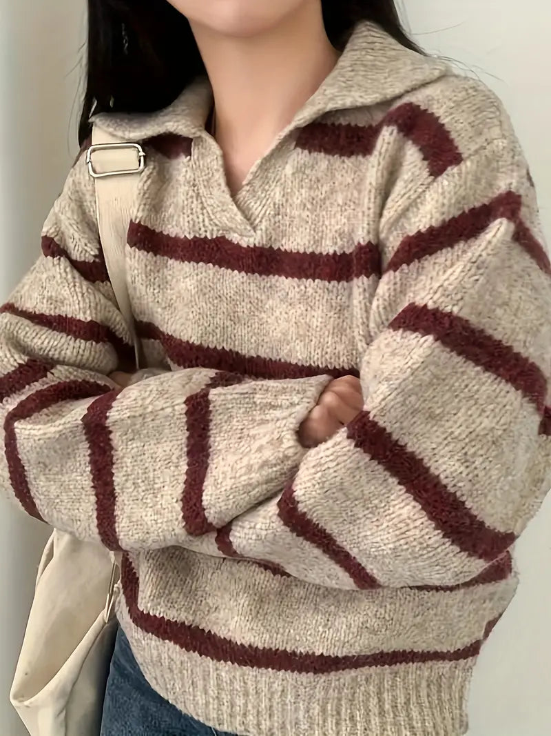 Streepjes Trui V-Hals Casual Stijl - StudioMarella