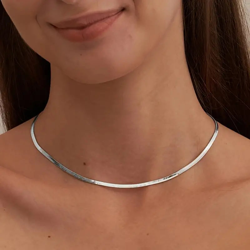 Goudkleurige Herringbone Ketting Simpele Chic Sieraden