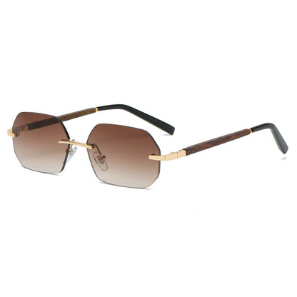 Dames Zonnebril Polygonaal Randloos Trendy Model