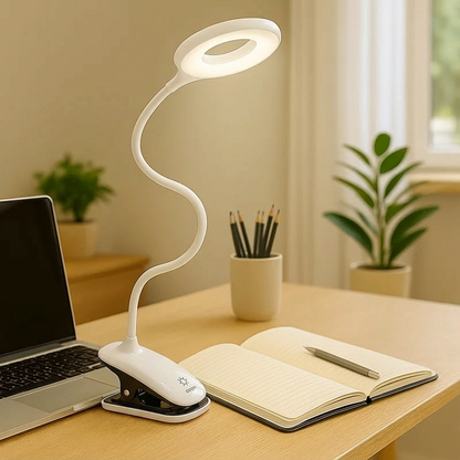 USB Oplaadbare Clip-On Leeslamp met Flexibele Zwanenhals en Dimbaar Licht | Bureauleeslamp | Studielamp | Bedlampje Lezen | Verstelbare Klem | Oplaadbaar