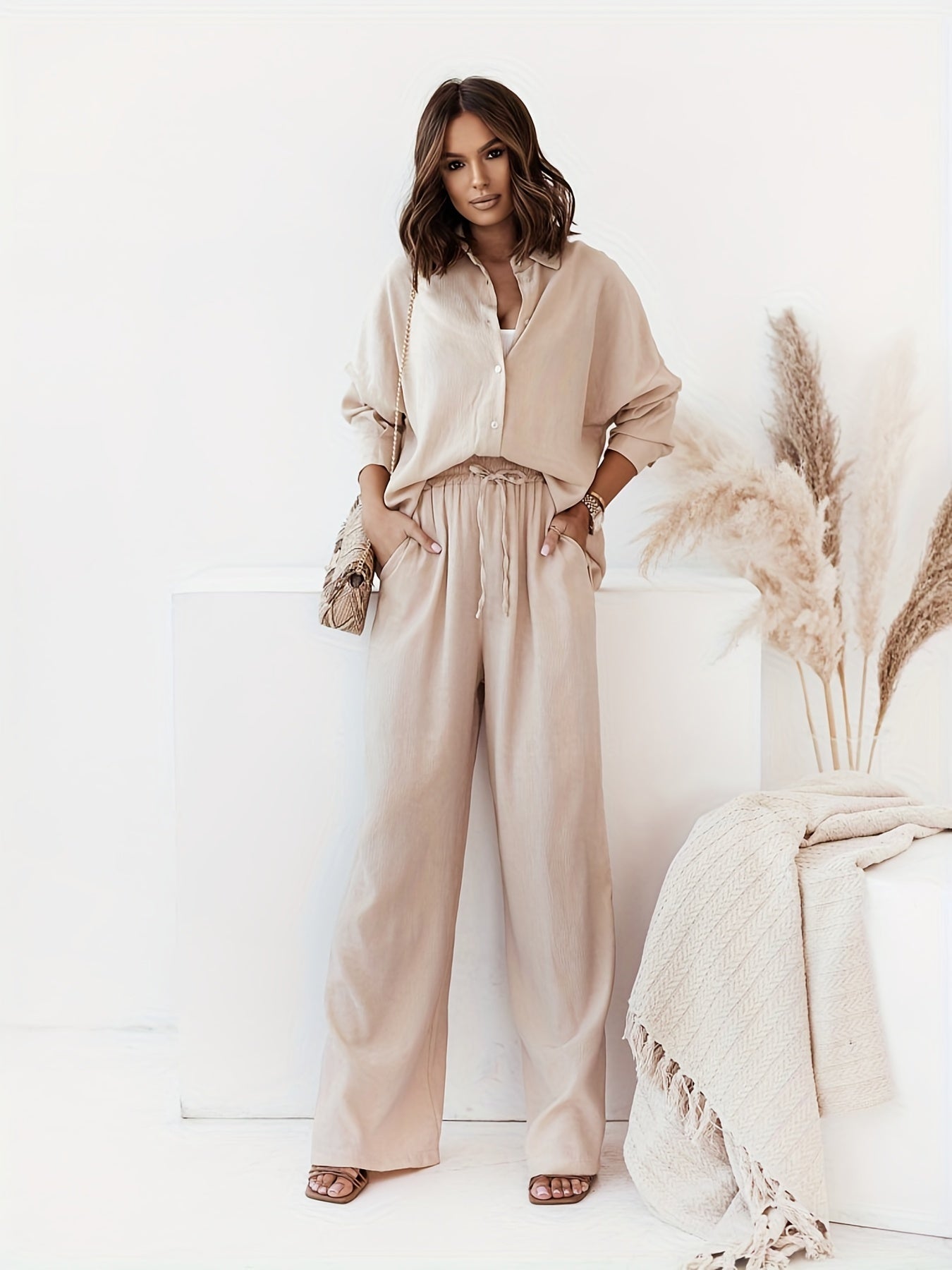 Tweedelige Set Knoopsluiting Broek en Jasje - StudioMarella