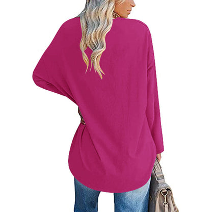 Dames T-shirt Lange Mouwen Oversized Casual V-hals