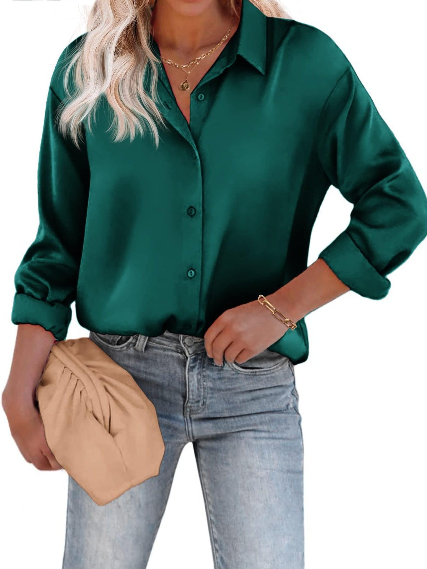 Vrouwen Blouse Lange Mouwen Knoopsluiting Elegant