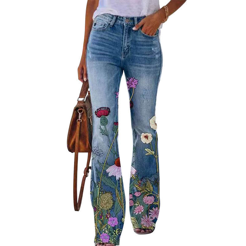 Hoge Taille Jeans Dames 4 Knopen Flare Model