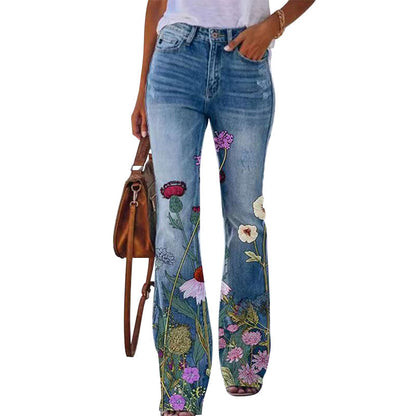 Hoge Taille Jeans Dames 4 Knopen Flare Model