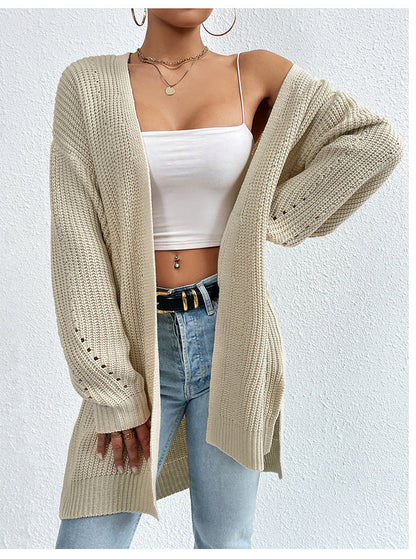 Dames Gebreide Vest Lang Model Warm en Stijlvol