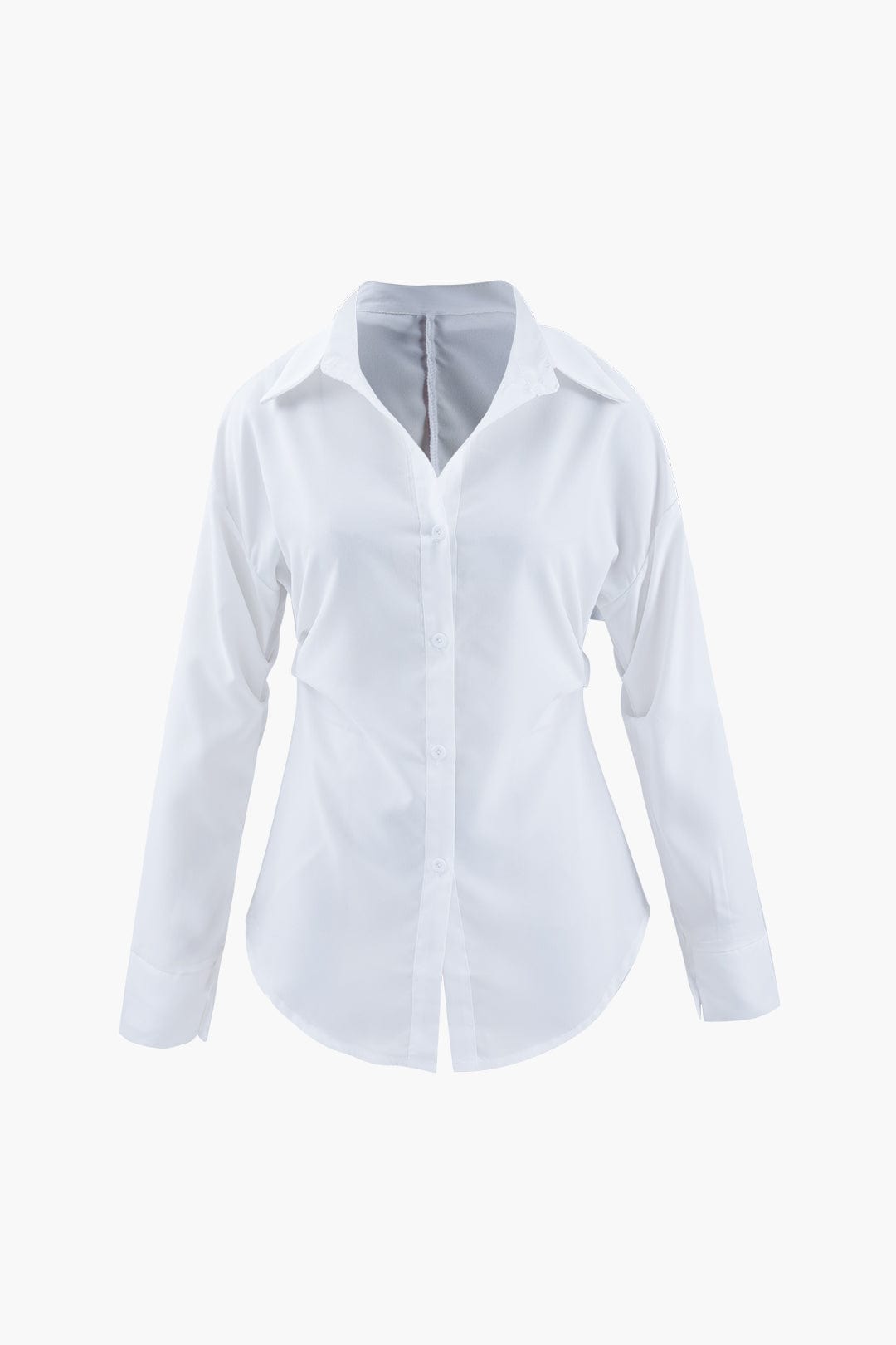 Witte Blouse Oversized Hoge Taille Klassieke Stijl