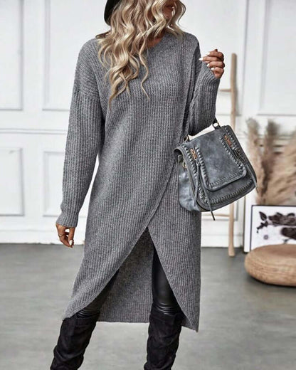 Dames Trui Jurk Lange Mouwen Gebreid Patchwork Stijl