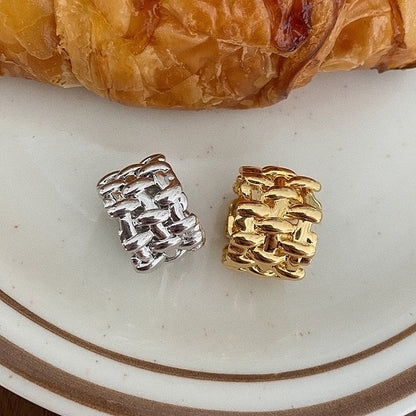 Zilveren Dames Ring Gevlochten Breed Modieus Design