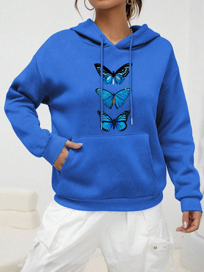 Dames Hoodie Vlinder Print Zacht en Comfortabel