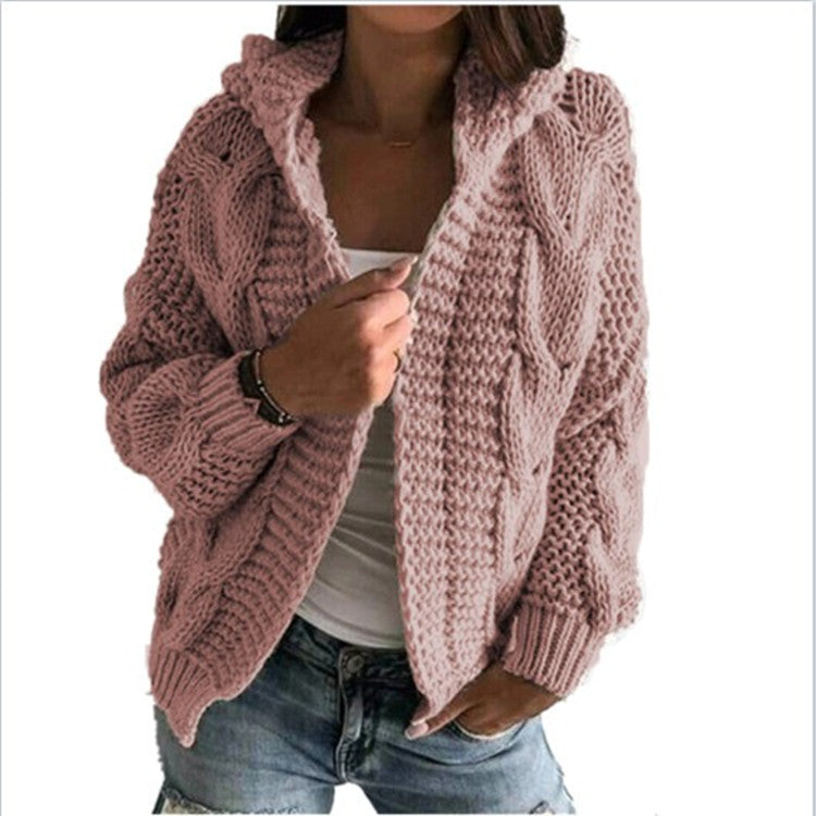 Dames Vest Capuchon Gebreid Kabeltrui Warm