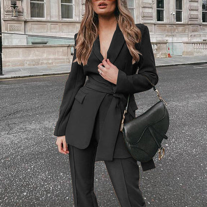 Dames Blazer Set - Tweedelig Pak met Pantalon Elegante Stijl
