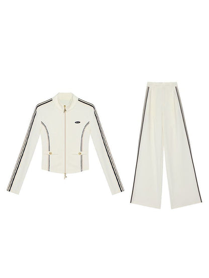 Dames Sportset Wijde Broek en Vest met Rits