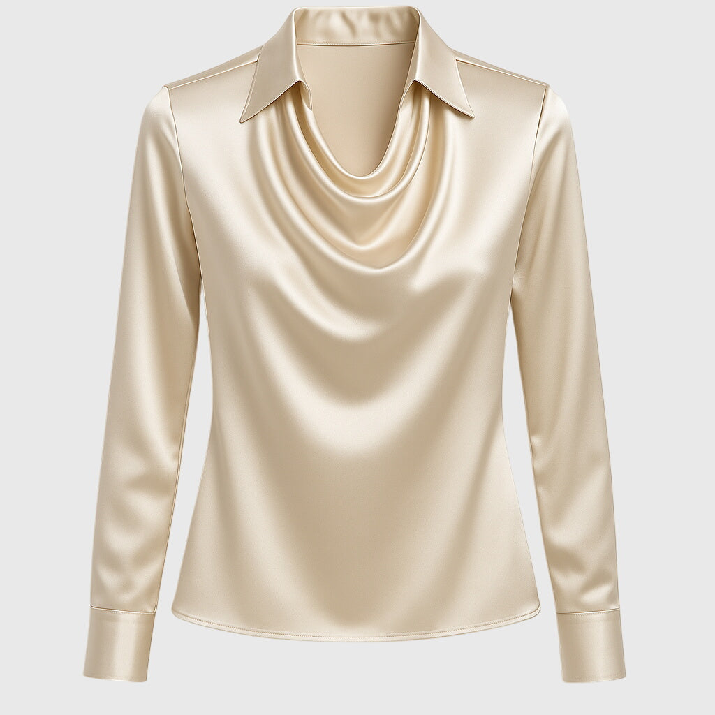 Dames Blouse Lange Mouwen Met Draperie Elegant Design - StudioMarella